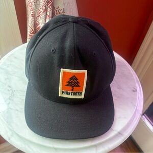 Pinetooth Black Snapback Hat Orange Pine Tree Logo Patch Gorpcore